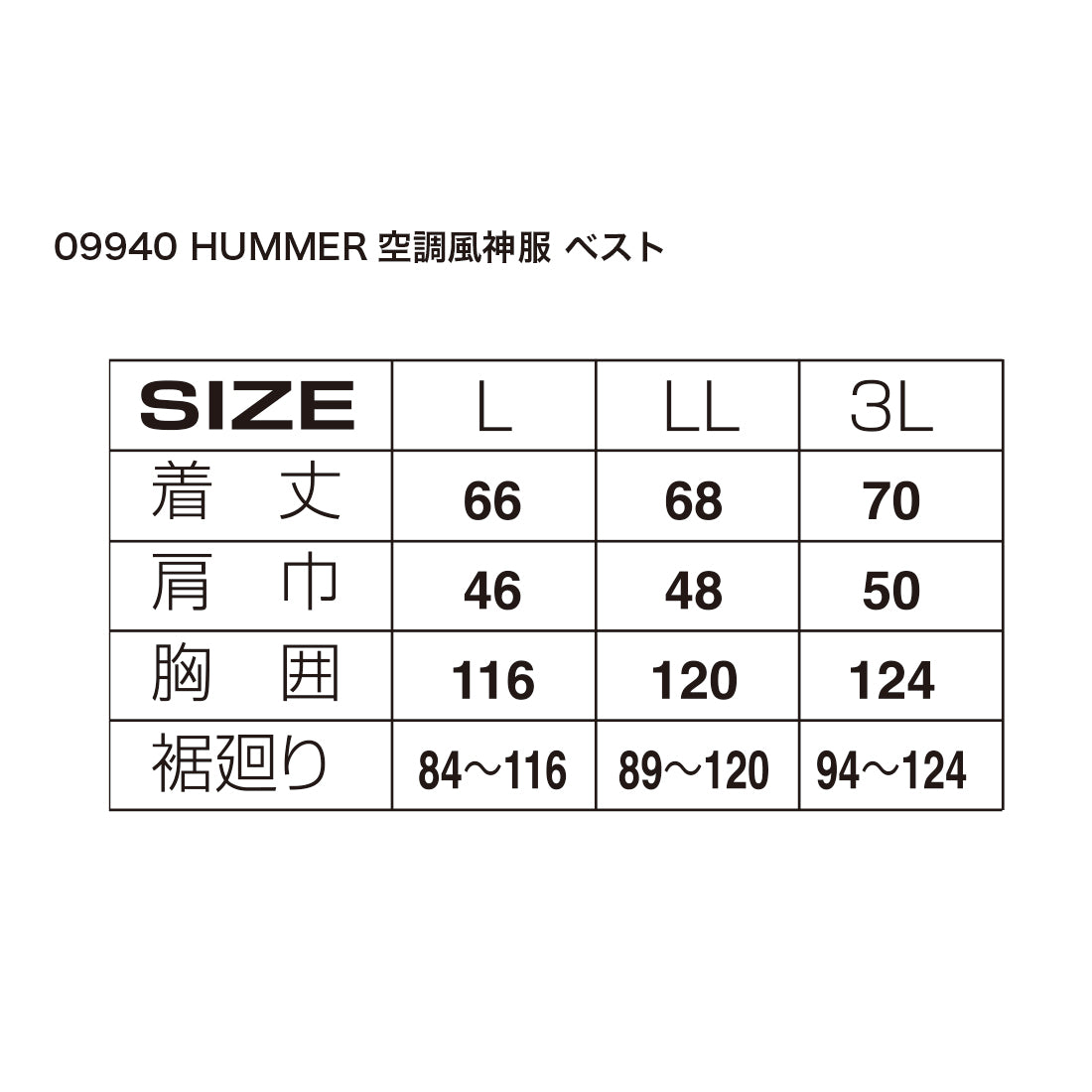 09940 HUMMER空調風神服ベスト