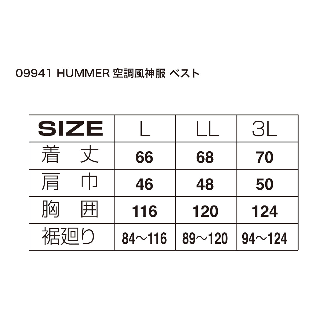 09941 HUMMER空調風神服ベスト